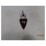 NICE 3" Sterling Signed SM Pendant Purple Stones