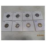 (8) 1930s Mercury silver Dimes Coins