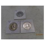 (3) 1953/d/s Franklin silver Half Dollar Coins
