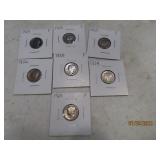 (7) 1923~1929 Mercury Silver Dimes coins