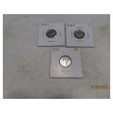 (3) 1935/36d/36s Mercury Silver Dimes sleeved