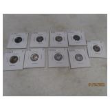 (9) 1935/36/37/d/s Mercury silver Dimes Coins