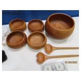 6pc Vintage TeakWood Salad Bowl SET