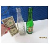 (2) Early Glass Pop Bottles DENVER 7up & DrPepper