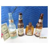 (4) Early Paper Label Beer~Whiskey Bottles