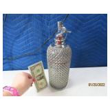 Antique Metal Mesh Unusual 14" Seltzer Bottle