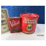 (2) Early Metal Tobacco Tins UNION~Velvet