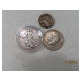 $1.25 Silver Coins Half/Quarter (3)