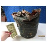 Unusual 10" Vintage African Leather Bag Greenish