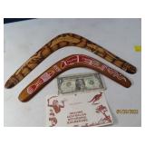 (2) Vintage Authentic Boomerang Australia Wooden