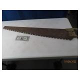 Antique 36" Hand Saw w/ Large Blade *bad handle*