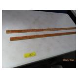 (2) Early Wooden Yard Sticks advertising