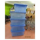 (5) HD Poly Storage Tubs w/ Lids 4~large&1~Med