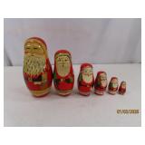 Santa Themed Wooden Nesting Doll 7' SET