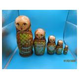 Russian Signed/Embossed 8' Nesting Doll SET *nice*