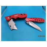 (2) Snap On & Milwaukee 4' Belt Clip Knives