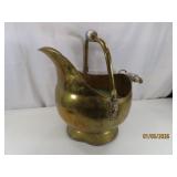 Large vtg 18' Brass PorcelainHandled Bucket NEAT