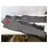 vtg Leather Mens MD Riding Chaps VIETNAM Patch