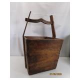unusual c1900 Primitive Wooden Basket Handled NEAT