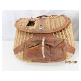Antique Woven Wicker Fishing Creel 15'