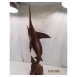 vtg MCM Teak Wood 36' Carved MARLIN Fish Sculpture
