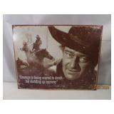Tin JOHN WAYNE 16x12 Sign 'Courage' c1990s