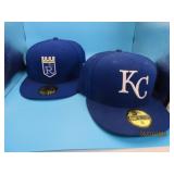 (2) LikeNew KC ROYALS sz8 Fitted Hats Caps NEW ERA