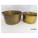 (2) antique OpenTop Brass Spittoon? unique 9'ish