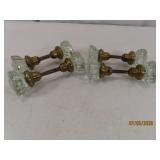 (4) antique Glass DoorKnob Sets 2'knobs NICE