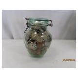 8' ITALY Glass Jar FULL Mexican c1980 Coins