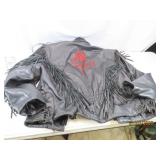 vtg Leather RoseInlay Tassled szXL Coat