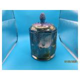 vintage 7' Blue Carnival Glass Lidded Candy Jar