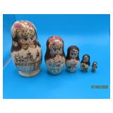 Russian WoodBurn~Painted Nesting Doll 4' Set