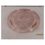 Pink Depression 10' Footed Cake Plate embossed