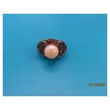 Sterling sz5.75 CZ Ring PearlLike 4g