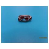 Sterling sz8.75 Ring HEART Red Inlay 5g