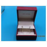10kt Gold Hoop 3/4' Diamond Earrings boxed 1.9g
