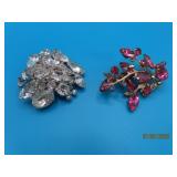 (2) vintage Costume Jewelry Bling Pins WEISS etc