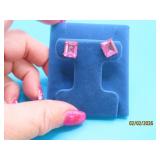 New Large Pink Stone Sterling Earrings