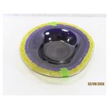Artisan Made 9' Art Glass Purple/Green Bowl