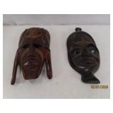 (2) 10'ish Wooden Carved Foreign Wall Masks