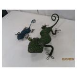 (2) 16'/7' Beaded MetalArt LIZARD type Art Figures