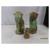 (3pc) PUMA Tiger Frankoma Pottery 7'/3' Figures