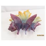 DAUM Glass Multicolored BUTTERFLY 6' Dish EXC