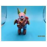 signed Mexico Oaxacan Coyote/Fox Guitar Sculpture