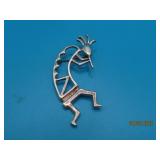 KOKOPELLI Sterling 2.5' Pin 'TL'signed 9.8g