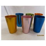 (6) MCM c1960s Aluminum 4.5' Cups Tumblers Colored