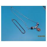 (2pcs) Sterling Flower 17' Necklace + 7' Brace 9g