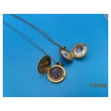 (2) Antique Round Lockett Necklaces 3/4' Round
