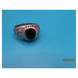 Sterling Black Onyz s5.75 Ring opencut boxed
